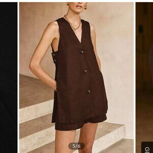 NWT V Neck Sleeveless Vest with High Waisted Shorts